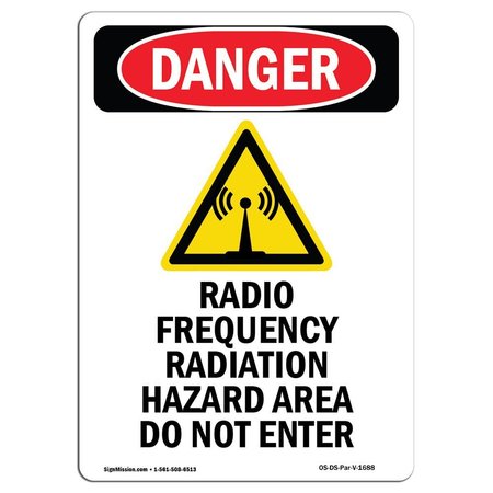 SIGNMISSION OSHA Danger Sign, Radio Frequency Radiation, 5in X 3.5in Decal, 10PK, OS-DS-D-35-V-1688-10PK OS-DS-D-35-V-1688-10PK